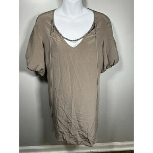 GIORGIO ARMANI 100% SILK BEIGE Short Sleeve TOP BLOUSE SIZe 6